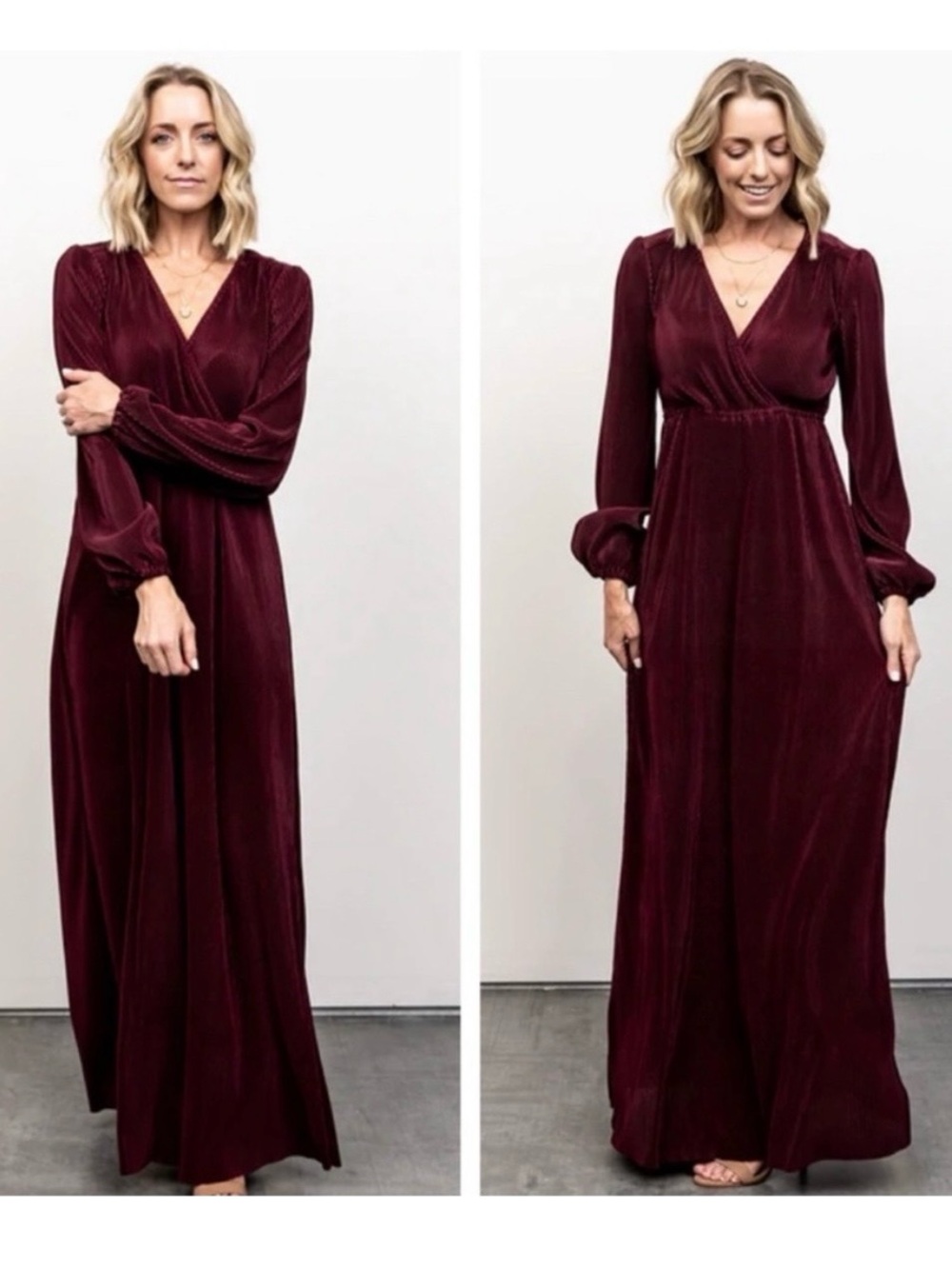Baltic Born Venus Pleated Maxi Dress in Burgundy